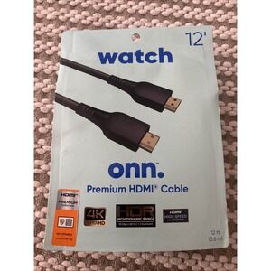 ONN. Premium HDMI Cable‎ 12' Braided Black